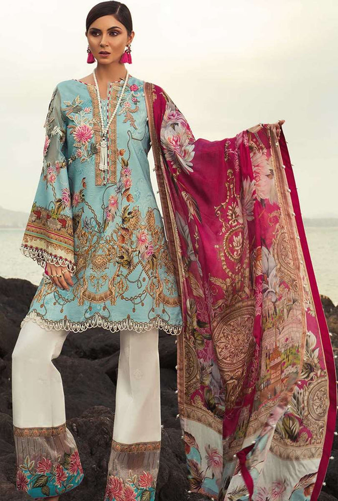Noor by Saadia Asad Luxury Lawn Collection 2019 – 06B Turquoise