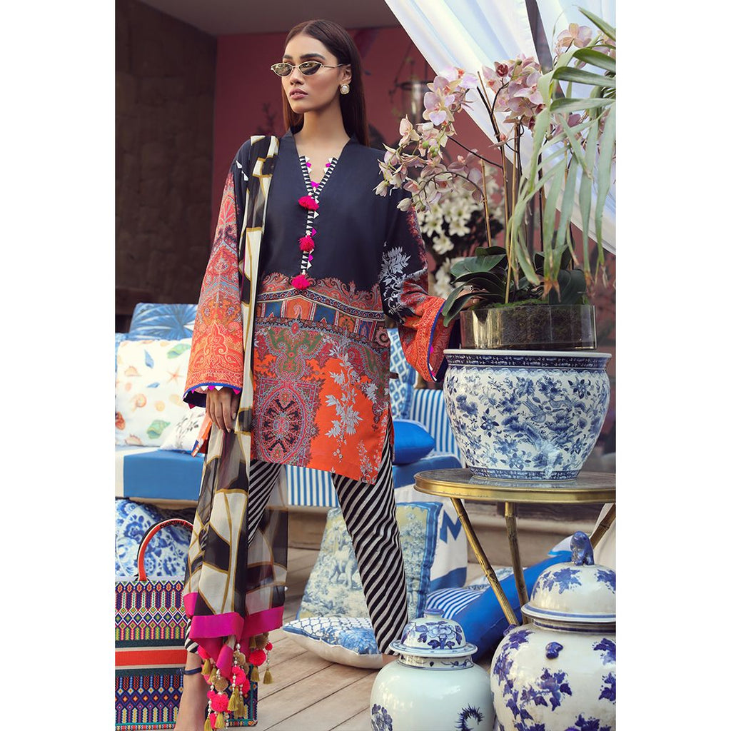 Sana Safinaz Muzlin Lawn Collection 2019 – 20A - Orange Blossom