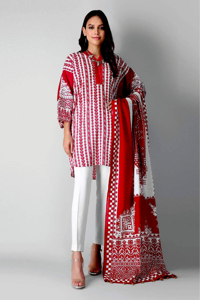 Khaadi Embroidered 2 Piece Suit · Kameez Dupatta – M21212 Red