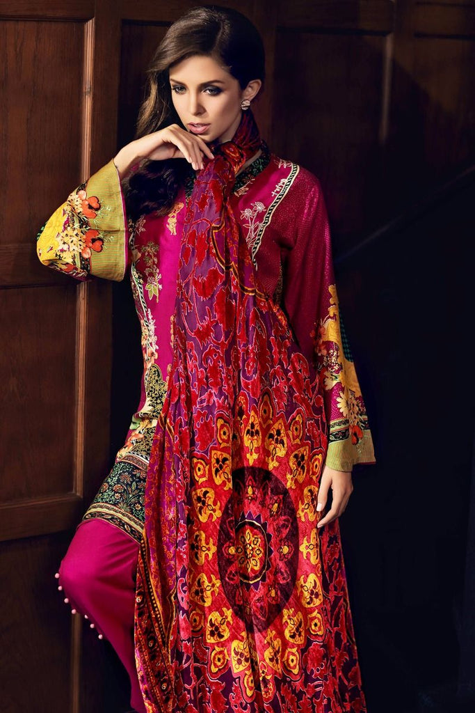 Gul Ahmed Winter 2017 – Fuchsia 3 Pc Silk Velvet VL-63