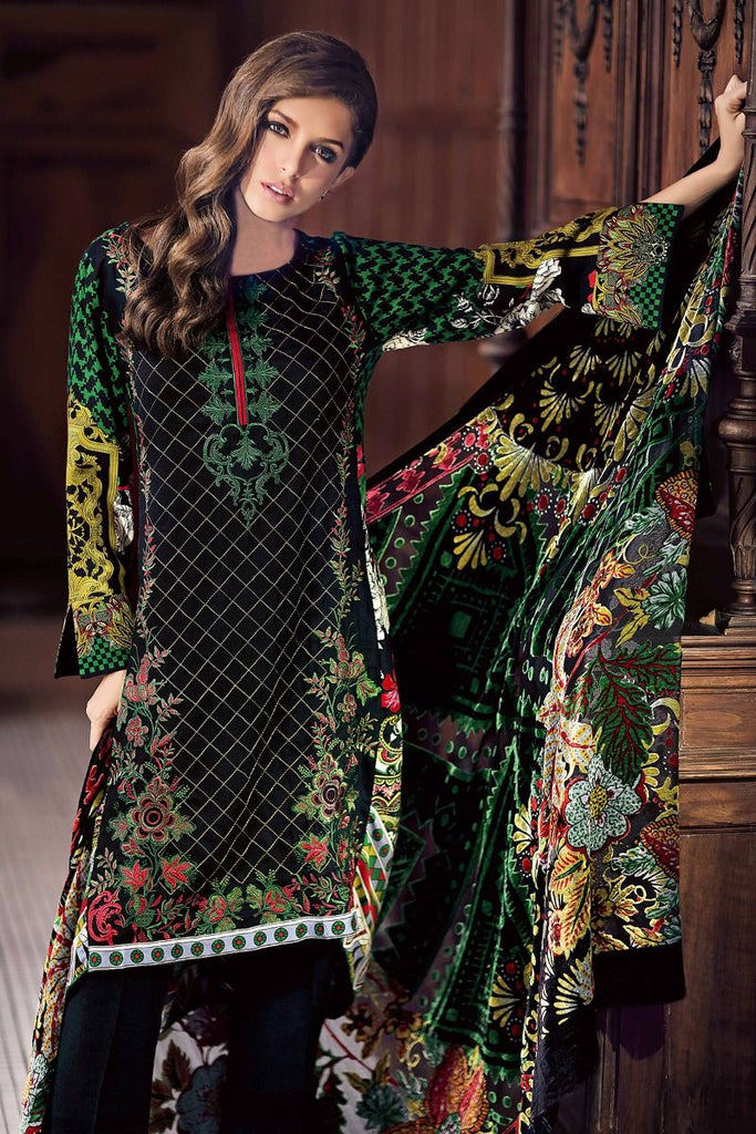 Gul Ahmed Winter 2017 – Black 3 Pc Silk Velvet VL-57