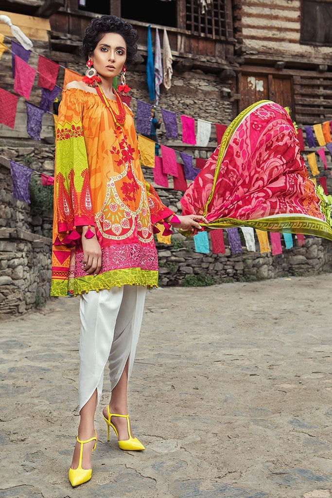 MARIA.B. Mprints Lawn Eid Collection 2018 – 309-B-Orange