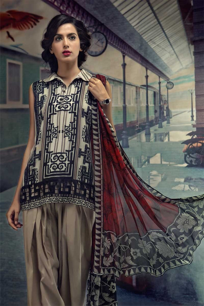MARIA.B. M.Prints Winter Collection 2018 – MPT-405-A-Coffee & Maroon