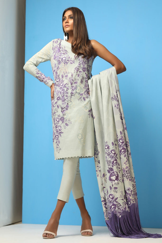 AlKaram Cambric Collection 2018 – 2 Piece Plain Shirt & Dupatta – MS-29-18-Grey