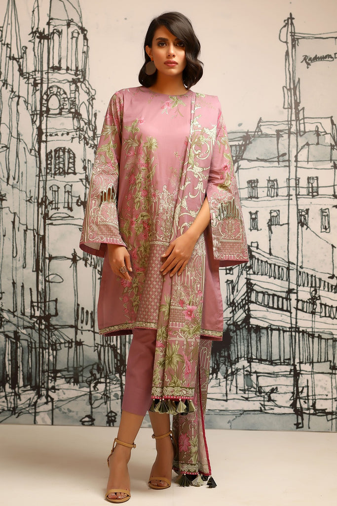 AlKaram Cambric Collection 2018 – 2 Piece Plain Shirt & Dupatta – MS-30-18-Pink