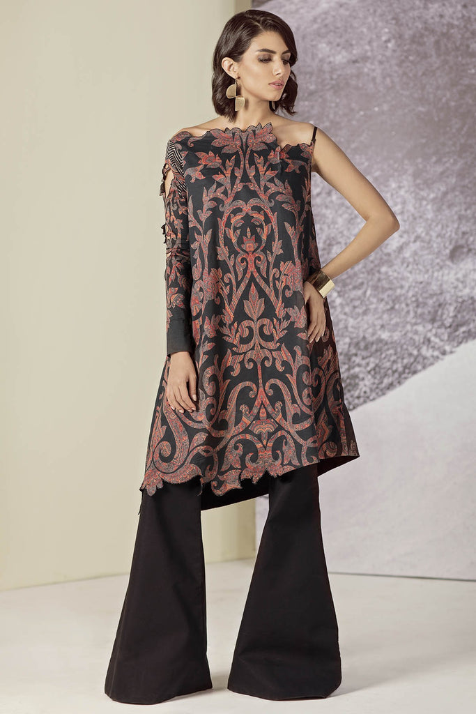 AlKaram Cambric Collection 2018 – 1 Piece Printed – MS-34-18-Black