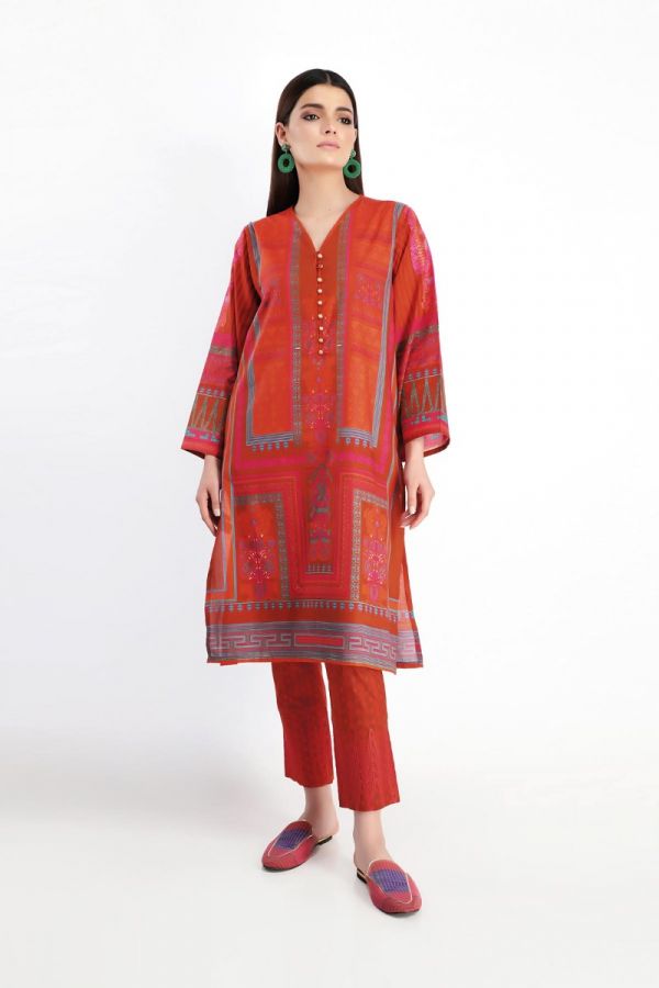 Khaadi Feel Free Spring Lawn Collection 2020 – Shirt Shalwar – N20105 Red