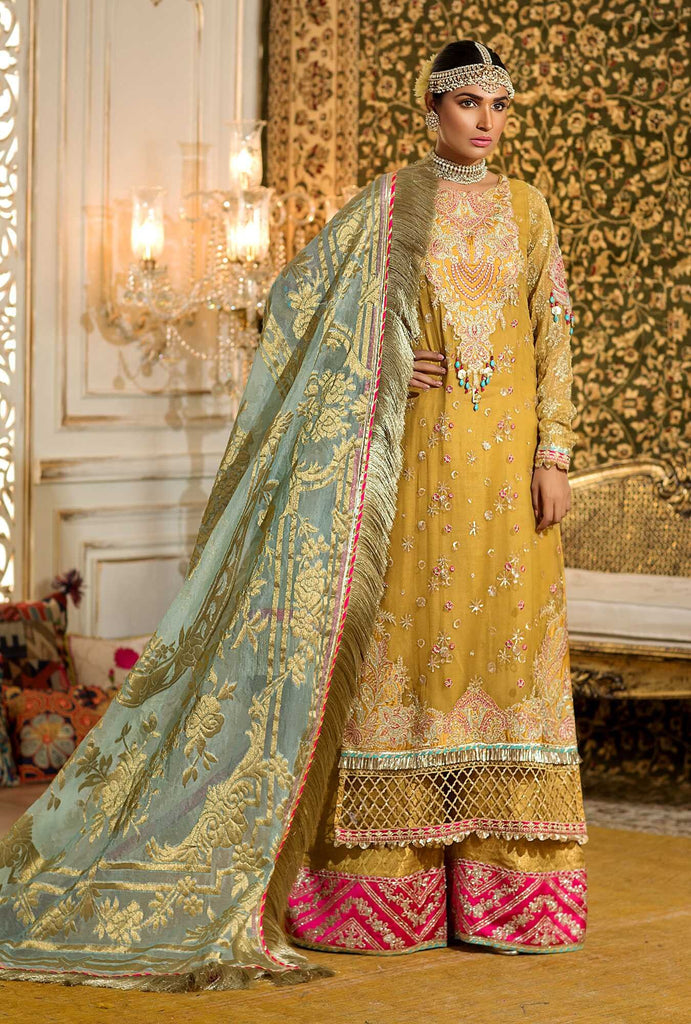Noor by Saadia Asad Festive Embroidered Wedding Collection 2019 – D8-SAFFRON-YELLOW