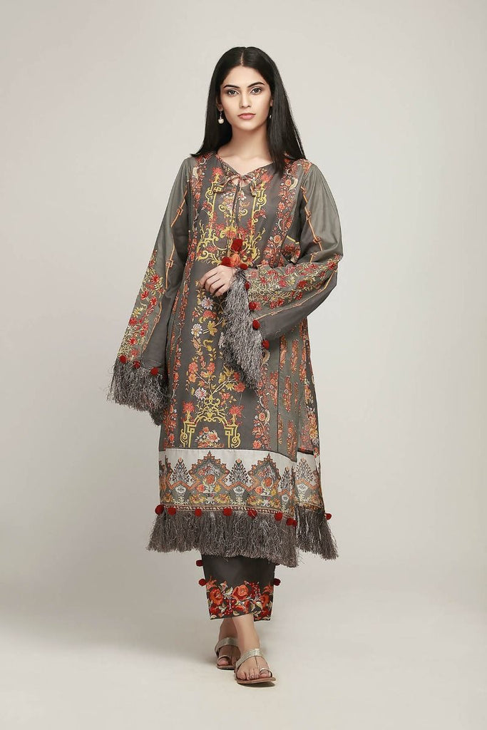 Khaadi The Tale of Spring Lawn Collection 2019 – NR19101 Grey 2Pc