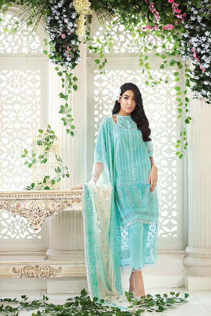 Gul Ahmed Summer Premium Collection 2018 – Ferozi 3 Pc Embroidered PM-209