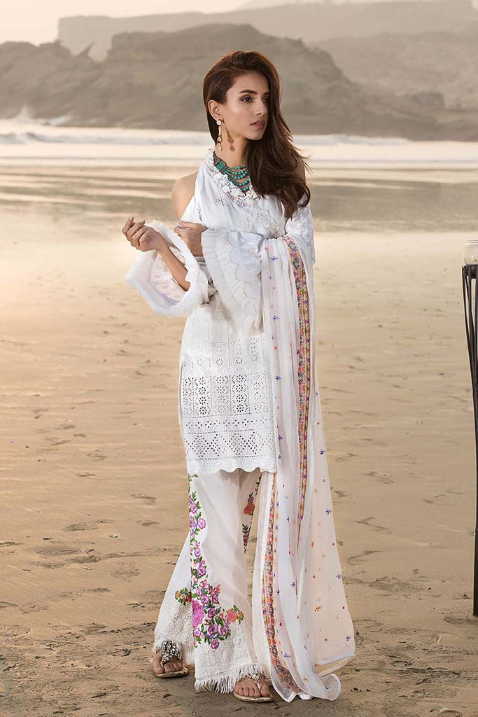 Gul Ahmed Summer Premium Collection 2018 – White 3 Pc Embroidered PM-229