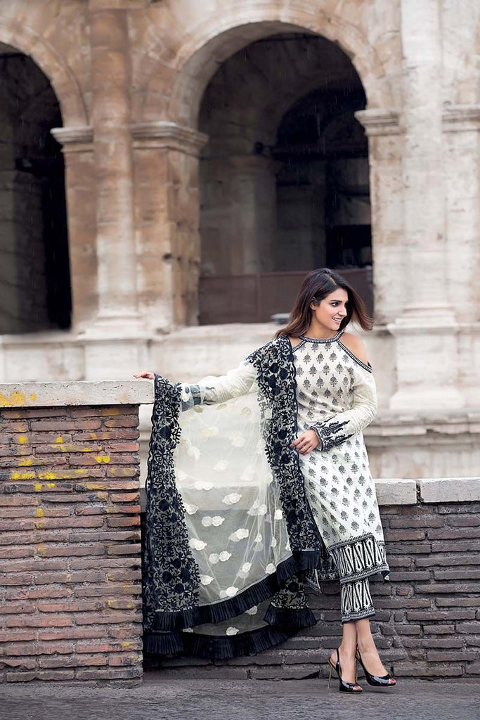 Gul Ahmed Summer Premium Collection 2018 – Black & White 3 Pc Embroidered PM-238