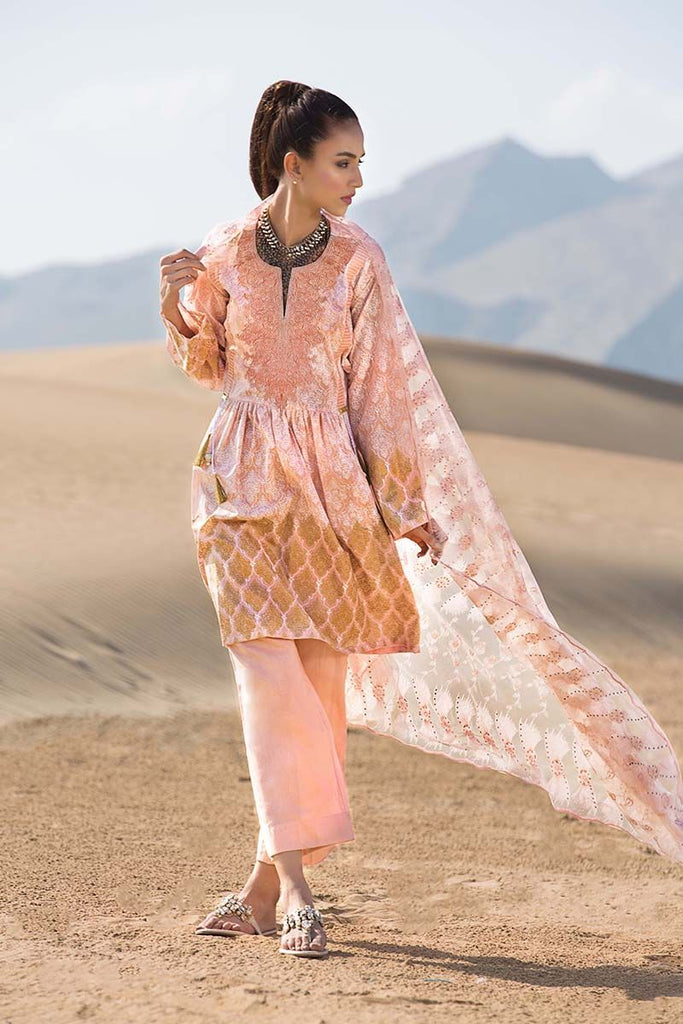 Gul Ahmed Summer Premium Collection 2018 – Peach 3 Pc Premium Printed  PM-239