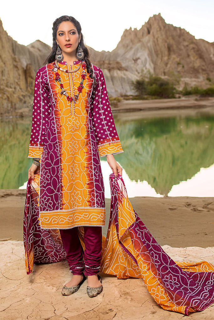 Gul Ahmed Summer Basic Lawn 2021 · 3PC Unstitched Chunri Lawn Suit With Lacquer Printed Lawn Dupatta CL-1321 B