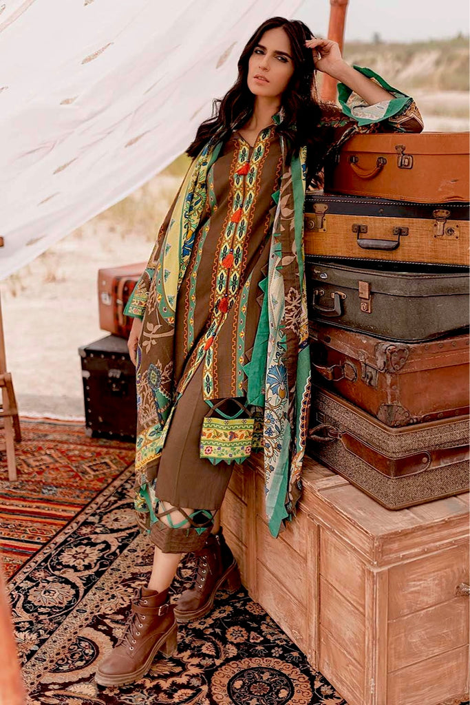 Gul Ahmed Fall/Winter Collection 2021 – 3PC Corduroy Suit with Printed Cotton Net Dupatta CD-12008 A