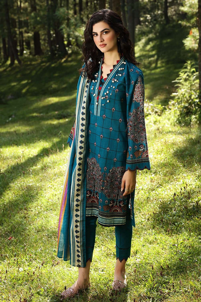 Gul Ahmed Fall/Winter Collection 2021 – 2PC Embroidered Khaddar Suit with Printed Khaddar Dupatta TK-12002