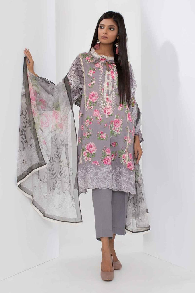Khaadi Mid Summer Lawn Collection 2018 – R18302 Grey 3Pc