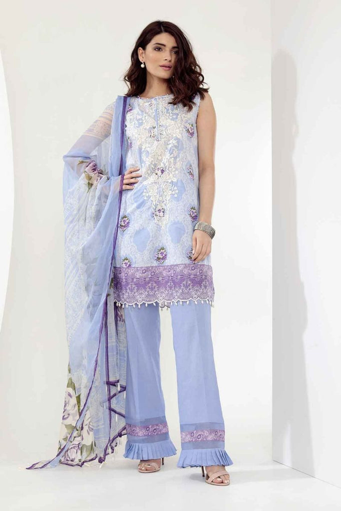 Khaadi Mid Summer Lawn Collection 2018 – R18305 Blue 3Pc