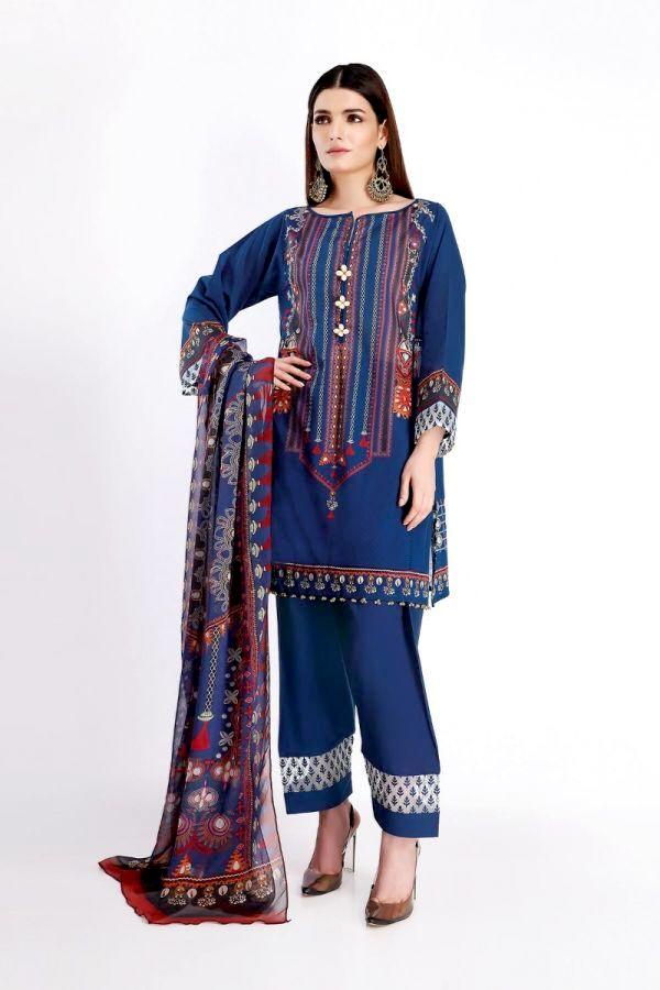Khaadi Feel Free Spring Lawn Collection 2020 – Shirt Shalwar Dupatta – R20105 Blue