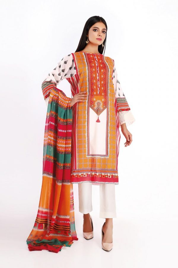 Khaadi Feel Free Spring Lawn Collection 2020 – Shirt Shalwar Dupatta – R20108 Off White