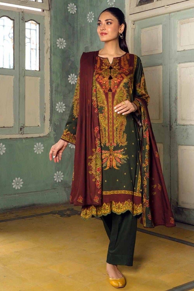 Gul Ahmed Winter 3PC Digital Printed Twill Linen Suit CV-32005