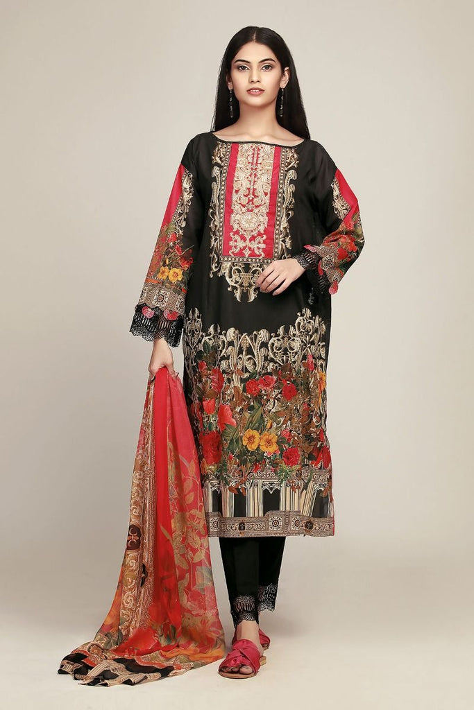 Khaadi The Tale of Spring Lawn Collection 2019 – RD19105 Black 3Pc