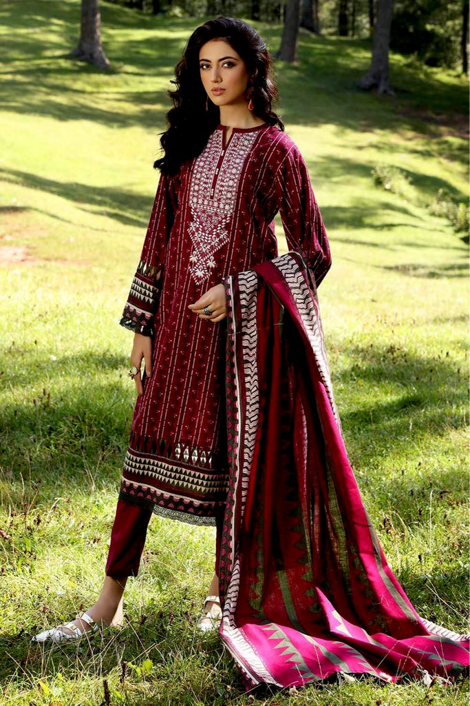 Gul Ahmed Fall/Winter Collection 2021 – 2PC Embroidered Khaddar Suit with Printed Khaddar Dupatta TK-12005