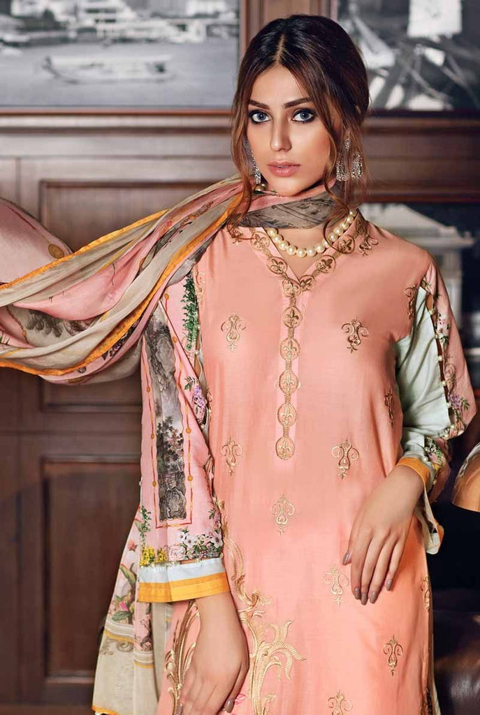 Gul Ahmed Cambric Collection 2019 – 3 PC Embroidered Tissue Silk – SSM-30