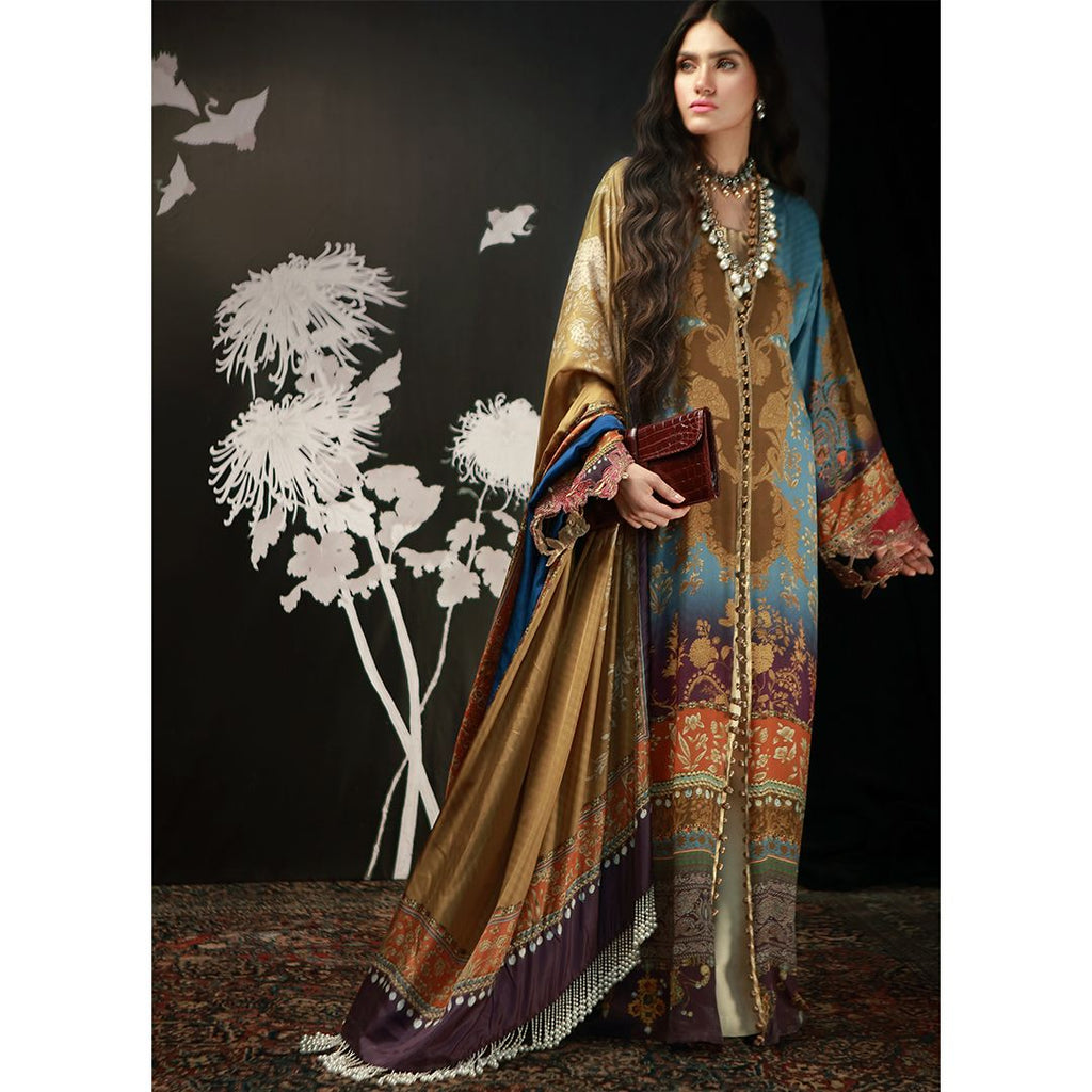Sana Safinaz Silk Collection 2018 – Floral Dusk - 07A