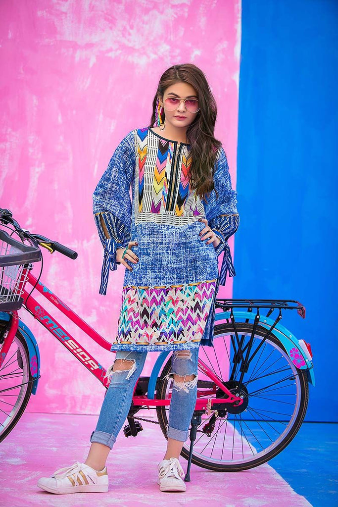 Gul Ahmed YOLO Collection 2018 – Blue 1 Pc Digital Printed Shirt SL-496