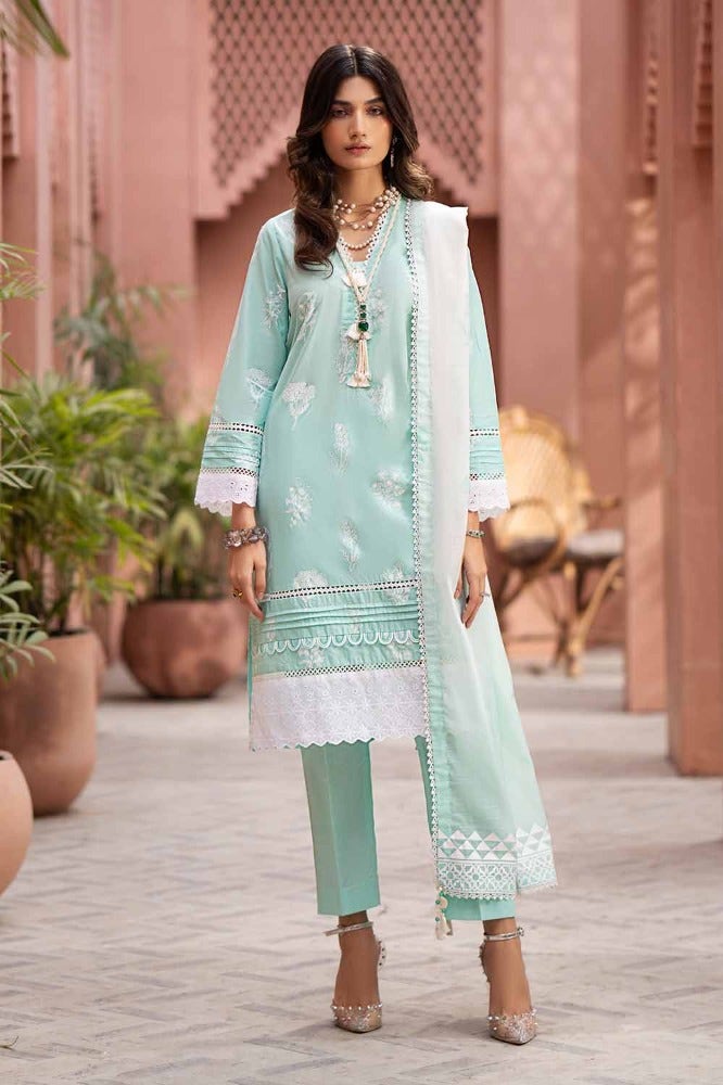 Gul Ahmed Summer Essential 2024 – 3PC Lacquer Printed Embroidered Lawn Suit with Lacquer Printed Paper Cotton Dupatta SP-42018