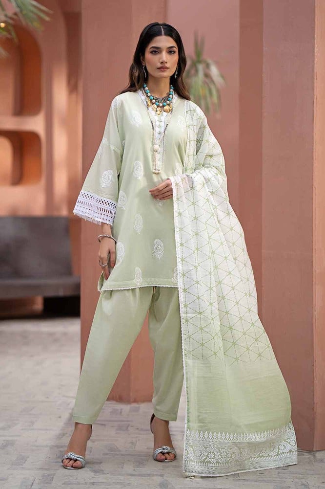Gul Ahmed Summer Essential 2024 – 3PC Lacquer Printed Embroidered Lawn Suit with Lacquer Printed Paper Cotton Dupatta SP-42019