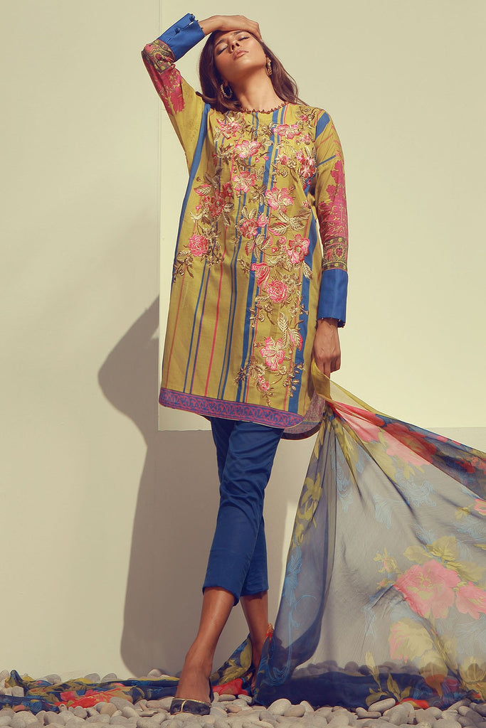 AlKaram Spring/Summer – 3 Piece Printed Embroidered – SS-06 Green