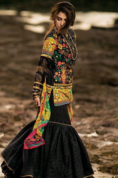 AlKaram Spring/Summer 2018 – 3 Piece Printed Embroidered – SS-07 Black