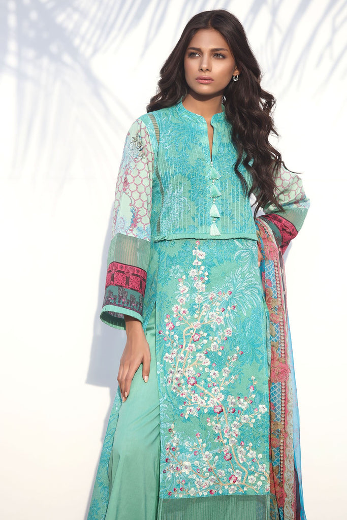 AlKaram Spring/Summer 2018 – 3 Piece Printed Embroidered – SS-08 Green