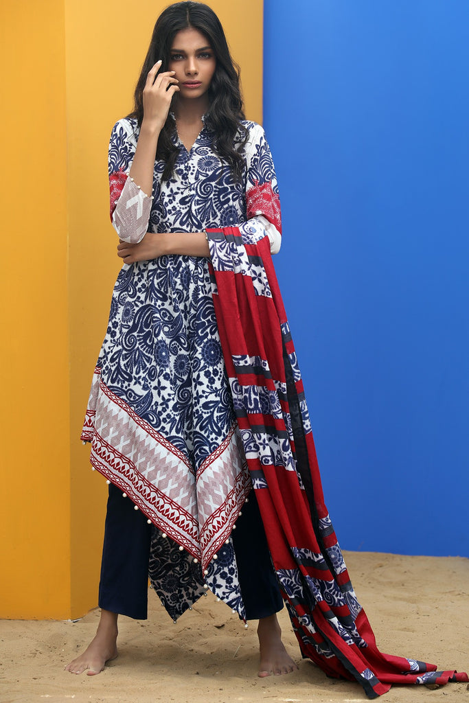 AlKaram Spring/Summer 2018 – 3 Piece Printed Lawn – SS-30 Red