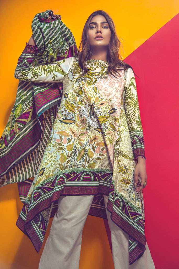 AlKaram Spring/Summer 2018 – 3 Piece Printed Lawn – SS-36 Green