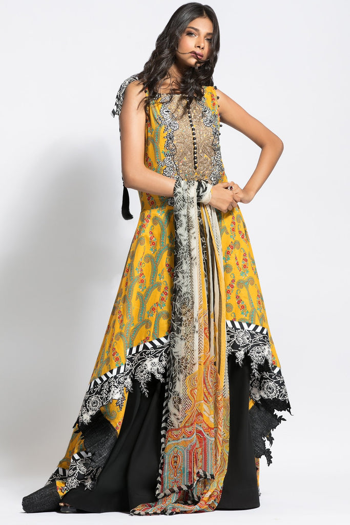 AlKaram Spring/Summer 2018 – 3 Piece Printed Lawn – SS-83 Yellow