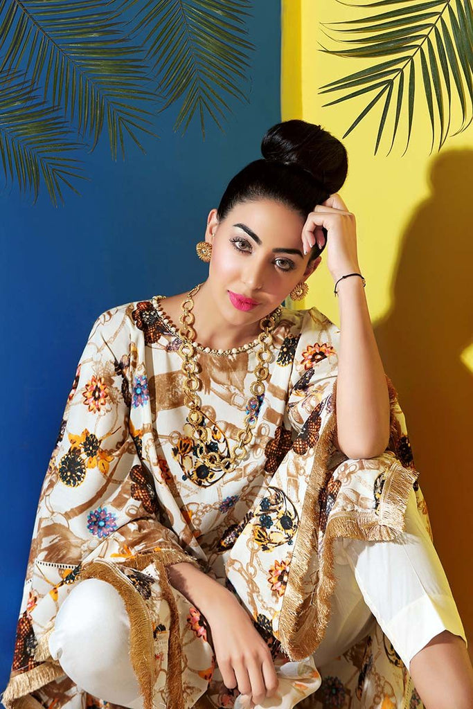 Gul Ahmed Summer Premium Collection 2018 – Off White 3 Pc Soya Silk SY-18