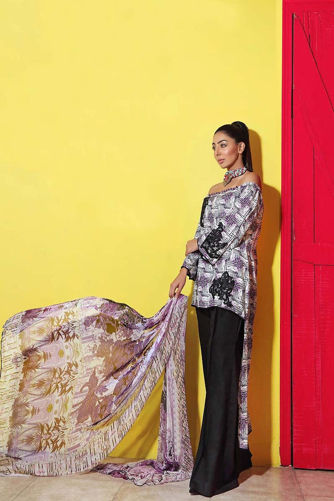 Gul Ahmed Summer Premium Collection – Black 3 Pc Soya Silk SY-19