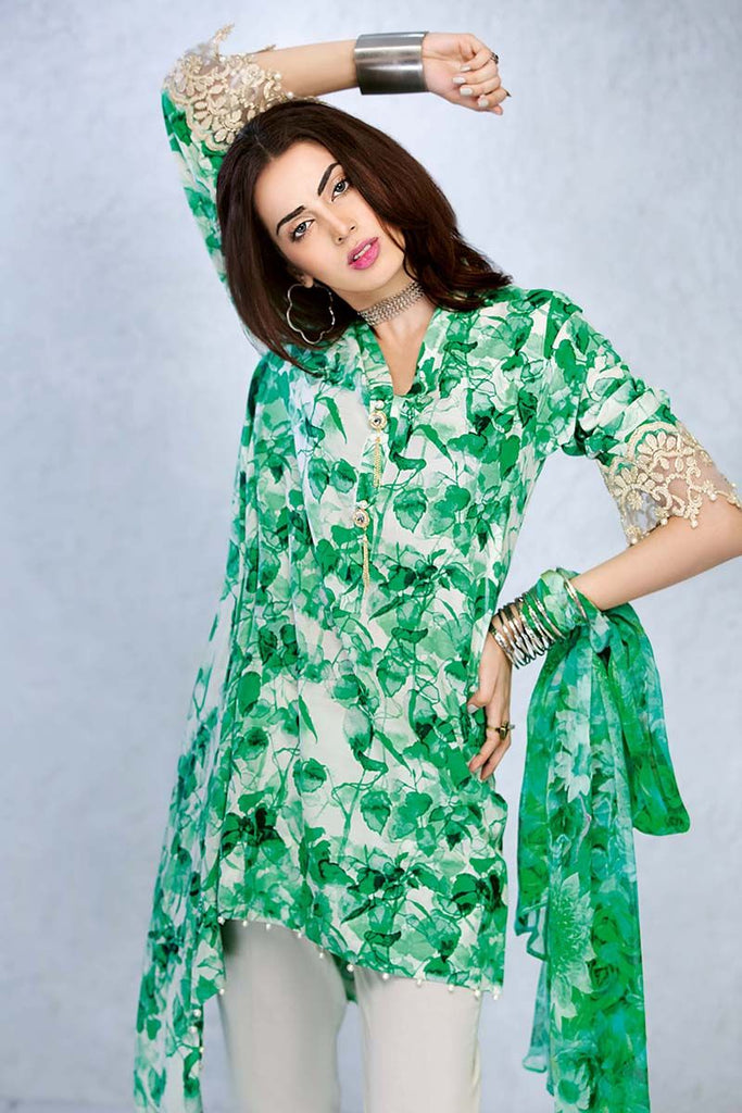 Gul Ahmed Summer Premium Collection 2018 – White 3 Pc Soya Silk SY-20