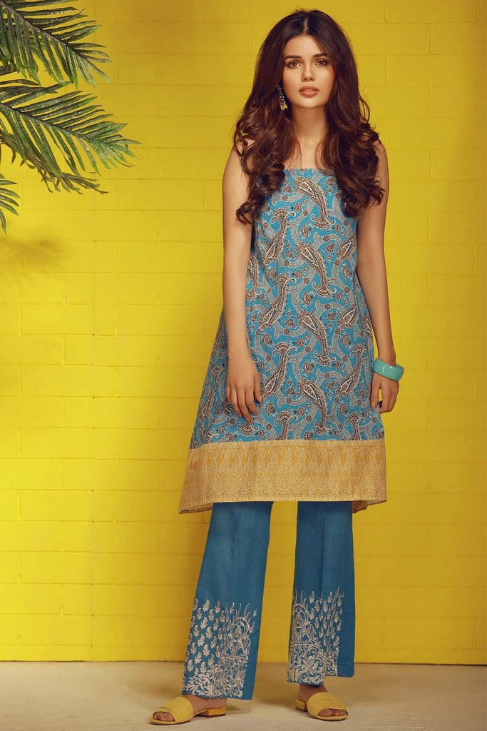 Khaadi Tropical Escape Lawn Collection 2018 – T18107 Blue 2Pc
