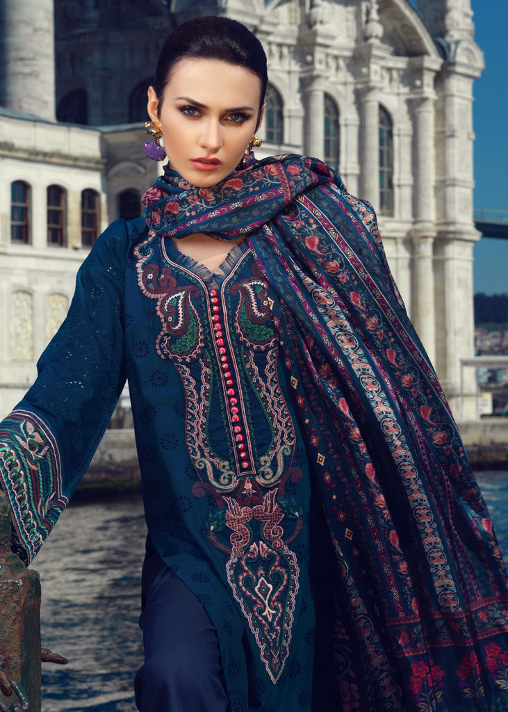 Tena Durrani Luxury Lawn Collection 2019 – Dina Blue