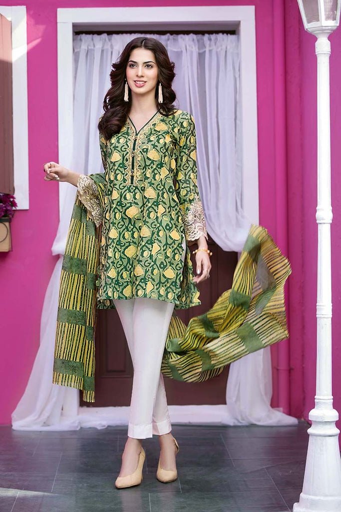 Gul Ahmed Summer Essential Collection 2018 – Green 2 Pc Embroidered Lawn TL-102 B