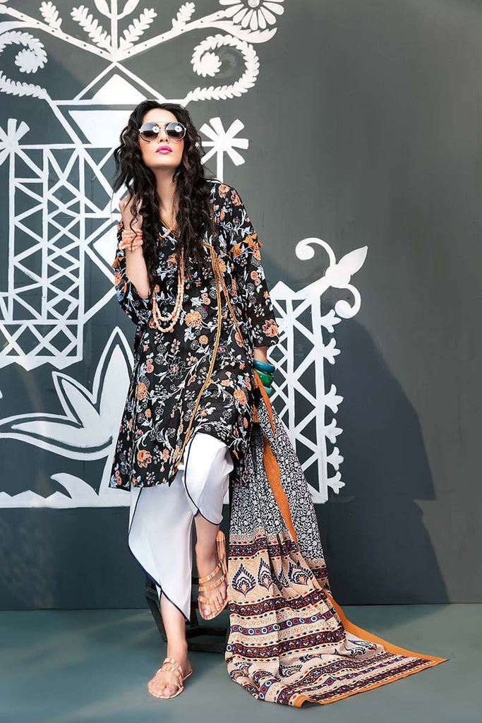 Gul Ahmed Summer Essential Collection 2018 – Black 2 Pc Printed Lawn TL-106 A
