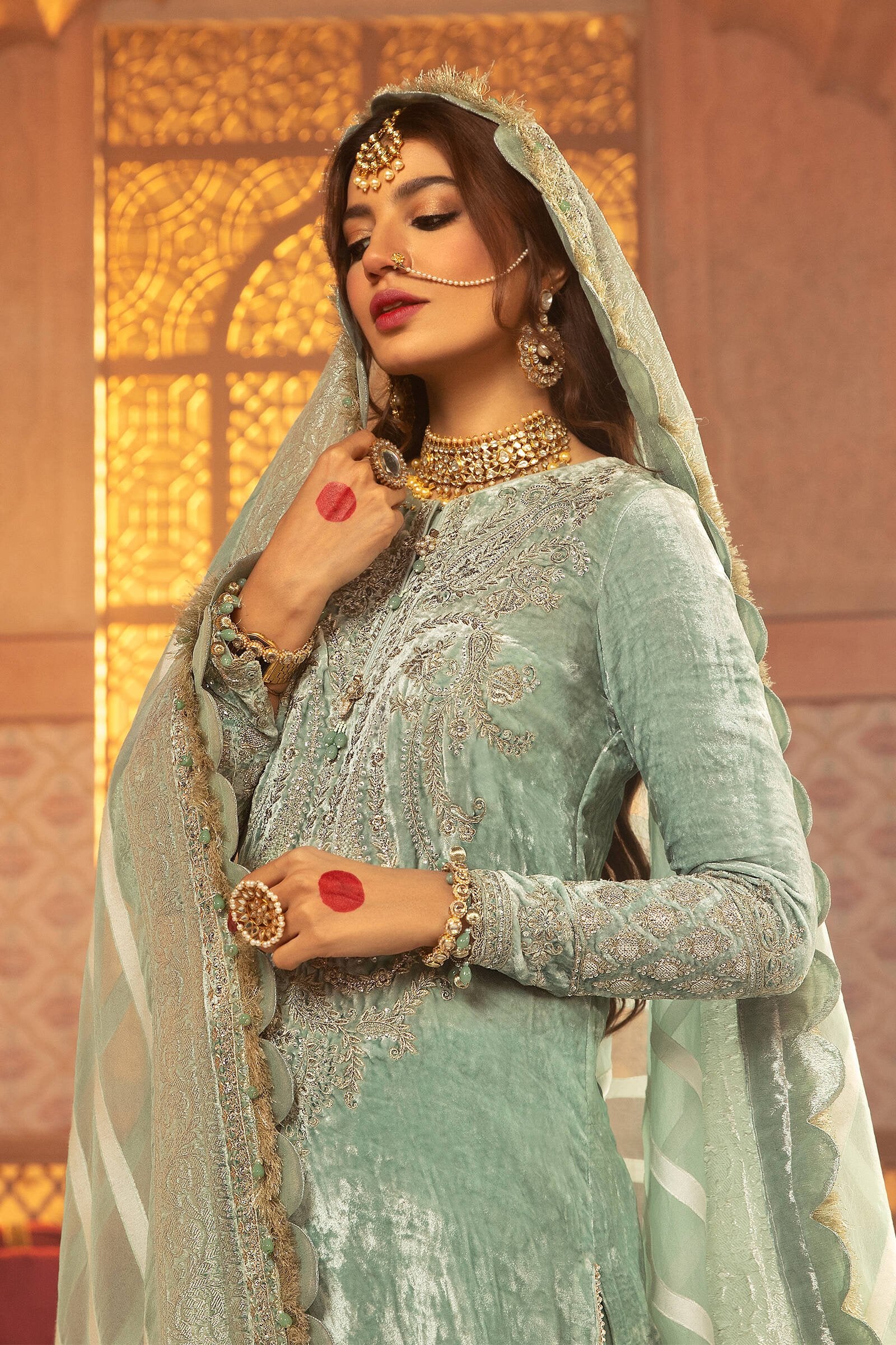 MARIA.B Luxury Velvet Collection VEL-20-102-Sea Green YourLibaas MARIA.B Luxury Velvet Collection VEL-20-102-Sea Green YourLibaas