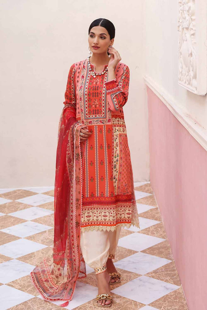 Gul Ahmed  Aangan Collection – 3PC Satin Digital Printed Suit with Net Dupatta DS-22002