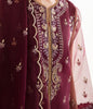 Zellbury Embroidered Shirt Shalwar Dupatta - Red - Organza Suit-0298