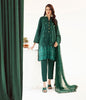 Zellbury Embroidered Shirt Shalwar Dupatta - Green - Khaddar Suit-0302