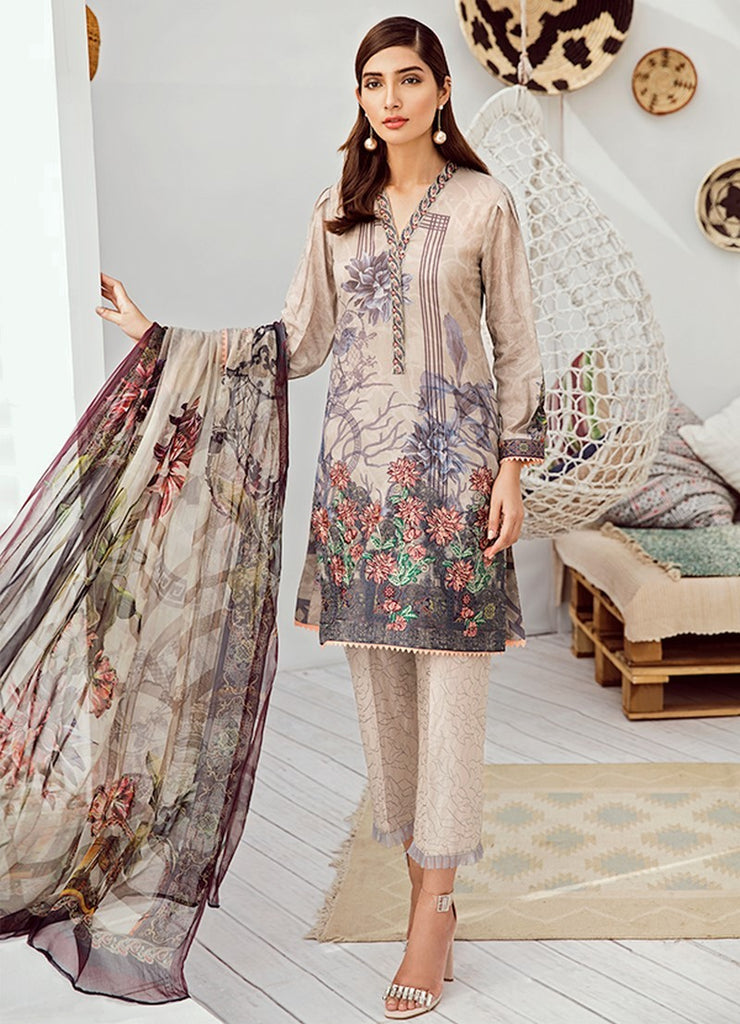 Iznik Chinon Lawn Collection Vol 3 2019 – 02  Earl Grey